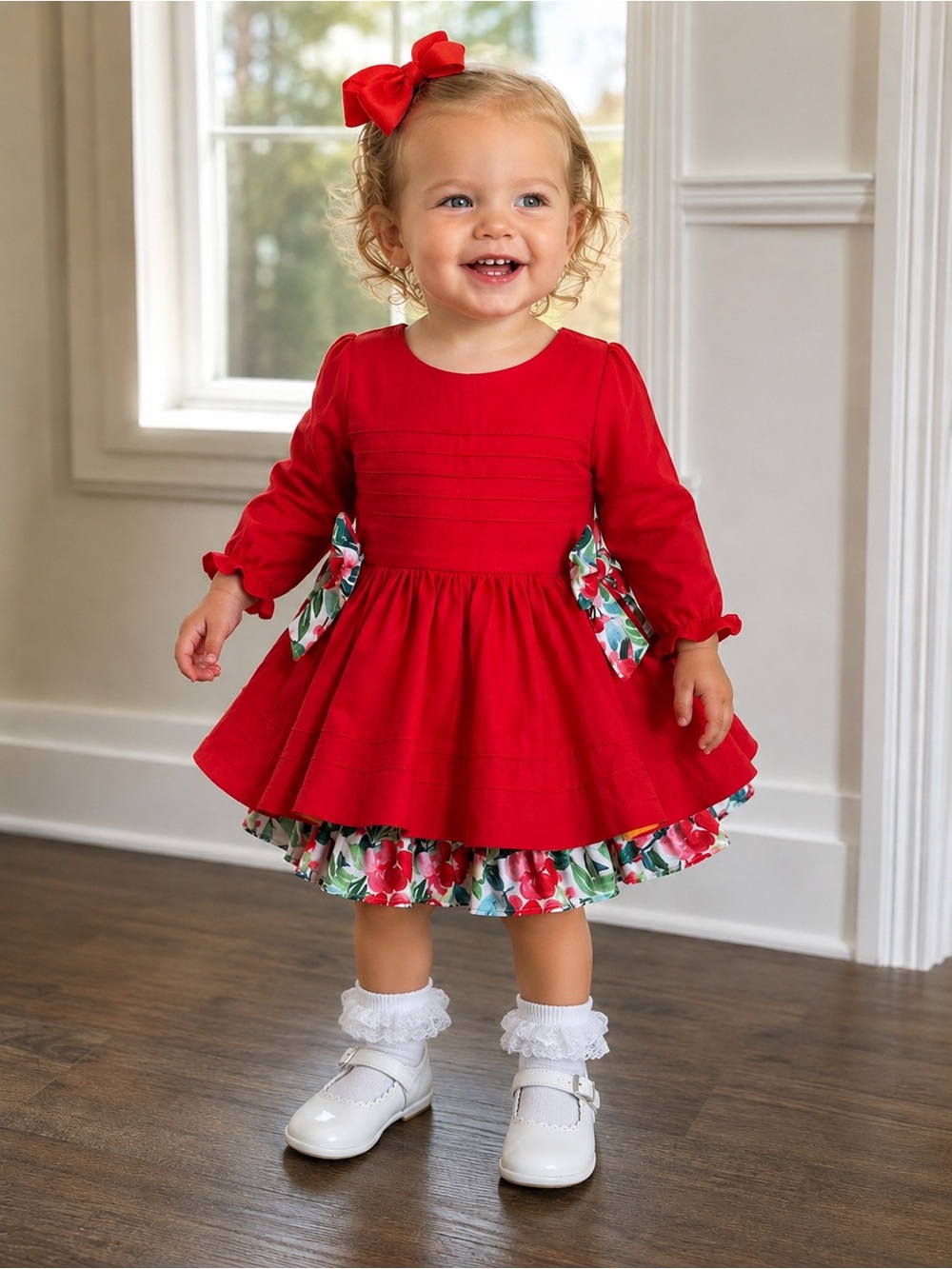 Be Girl Clothing Aletta Ruffle Dress Red Cherries Christmas Toddler Girls Sz 2T